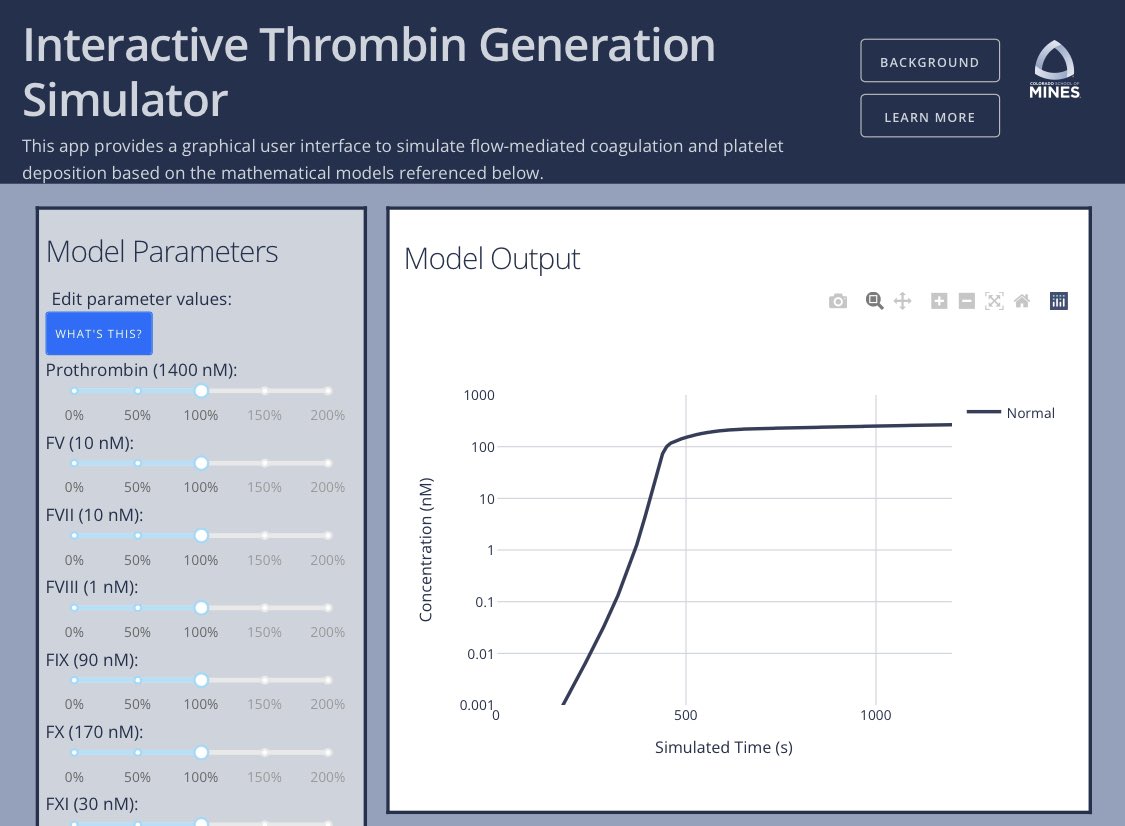 Today at #ISTH2022 @karin_leiderman dropped clotsims.app so that you can do your own coagulation simulations (no coding necessary)!