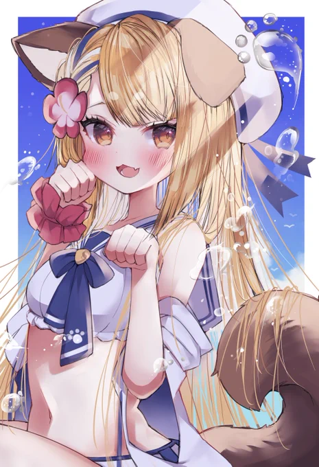 長髪な水着ヴァジラ🐕「似合ってるか?」
#グラブル 