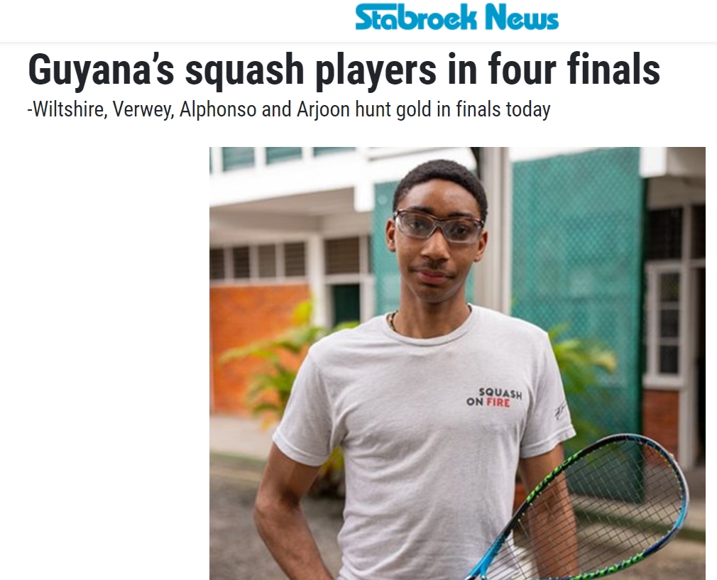 in Guyana <a href="/stabroeknews/">Stabroek News</a> 

Guyana’s squash players in four finals
-Wiltshire, Verwey, Alphonso and Arjoon hunt gold in finals today

stabroeknews.com/2022/07/12/spo…