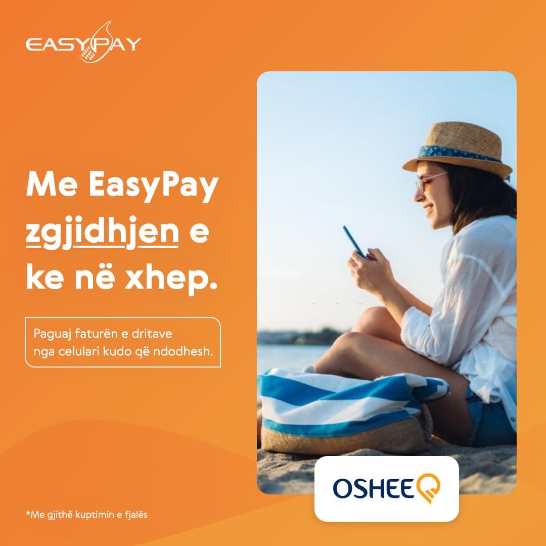 EasyPay_al's tweet photo. 👉Faturën e OSHEE e paguan me EasyPay, nëpërmjet aplikacionit ose pikave fizike në të gjithë Shqipërinë. 
👉Ndërkohë mund të vijosh të shijosh pushimet pa kamatëvonesa 😉 

#Pagesa #EasyPay #Transferta #Portofoliytelektronik https://t.co/kPo4JEK8g2