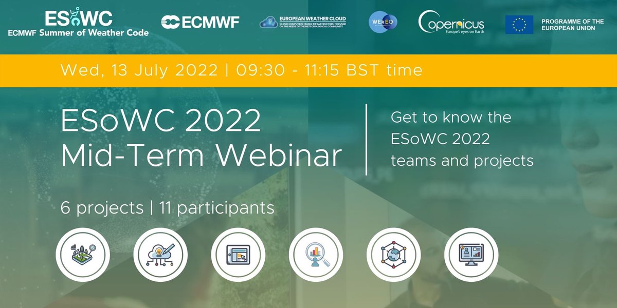 EduardRosert's tweet photo. Don’t forget to register and join @ECMWF‘s Summer of Weather Code Mid-Term Webinar tomorrow and get to know this year’s teams and projects! 

🗓 Wed, 13 July 2022, 09:30 - 11:15 BST

Register here:
👉 https://t.co/zTbaTp24T6

#ESoWC2022 #EarthScience https://t.co/wheYCpR0gk