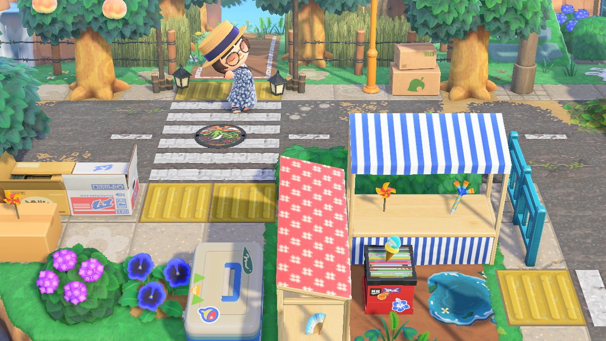 puzzledfrogg's tweet photo. A hangout spot a park and more! I love summer sm :) #AnimalCrossing #ACNH #Towncore https://t.co/FqiPcIIjoy