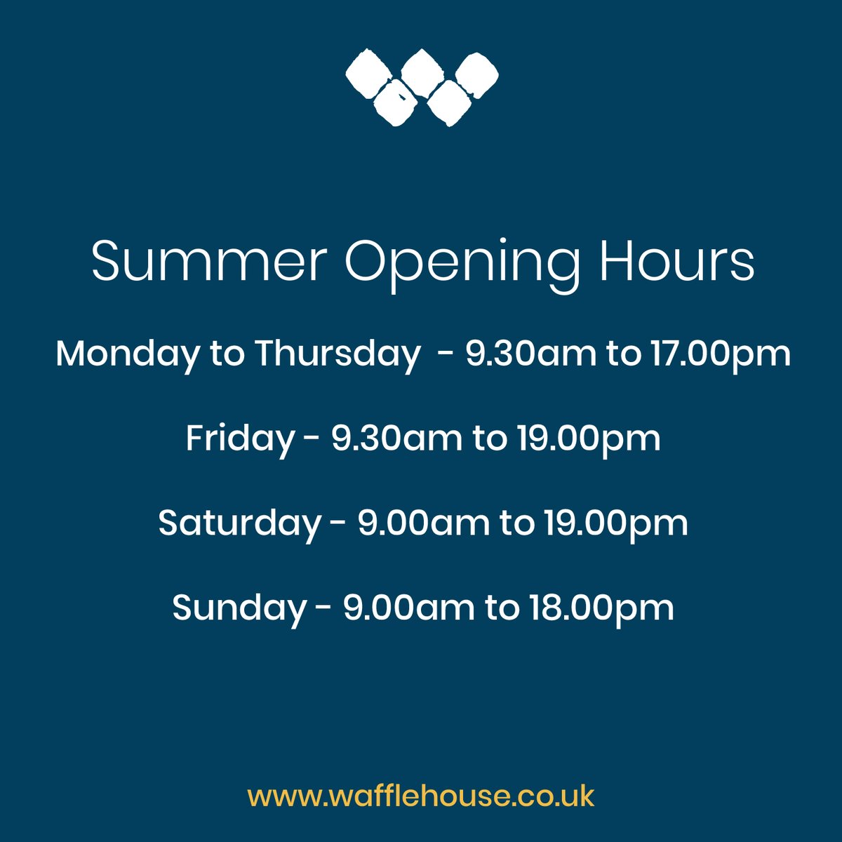 We are now open 7 days a week, throughout the Summer.