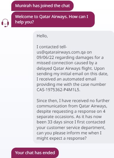 Geo_RussS's tweet photo. Awful customer service @qatarairways

Delayed for 24 hours? You are allowed 350 ml of water, 500 ml is forbidden

Contact customer service? 33 days, 5 emails, no response

Use live chat? Get cut off 4 times - the agent doesn't want to talk to you

Never flying with them again https://t.co/T1sdPxCAHL