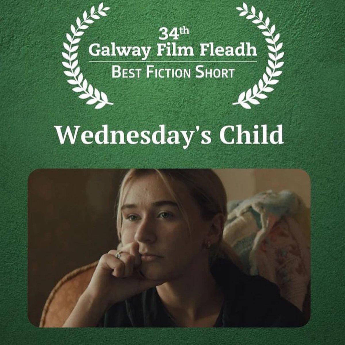 Wednesday’s Child has won Best Fiction Short at Galway. So thankful to our colleagues, our wonderful pals &amp; family for all the favours &amp; the hardest working crew. Thank you <a href="/GalwayFilm/">Galway Film Fleadh</a> <a href="/eibh_collins/">🌈Eibh O'Brien-Collins</a> for this lovely recognition of everyone’s graft &amp; talent🌟 #irishfilm #shortfilm