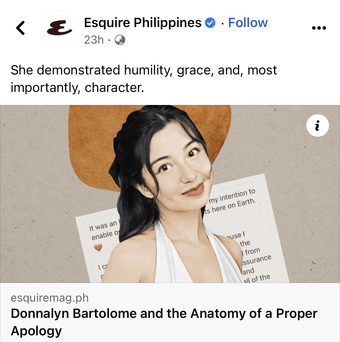 DJBDonna's tweet photo. Apologizing doesn’t make you less of a human. It proves you are one. 🙏🏻

@EsquirePH 
read more: https://t.co/ElOIKSACDo https://t.co/rfXkg9EOqV