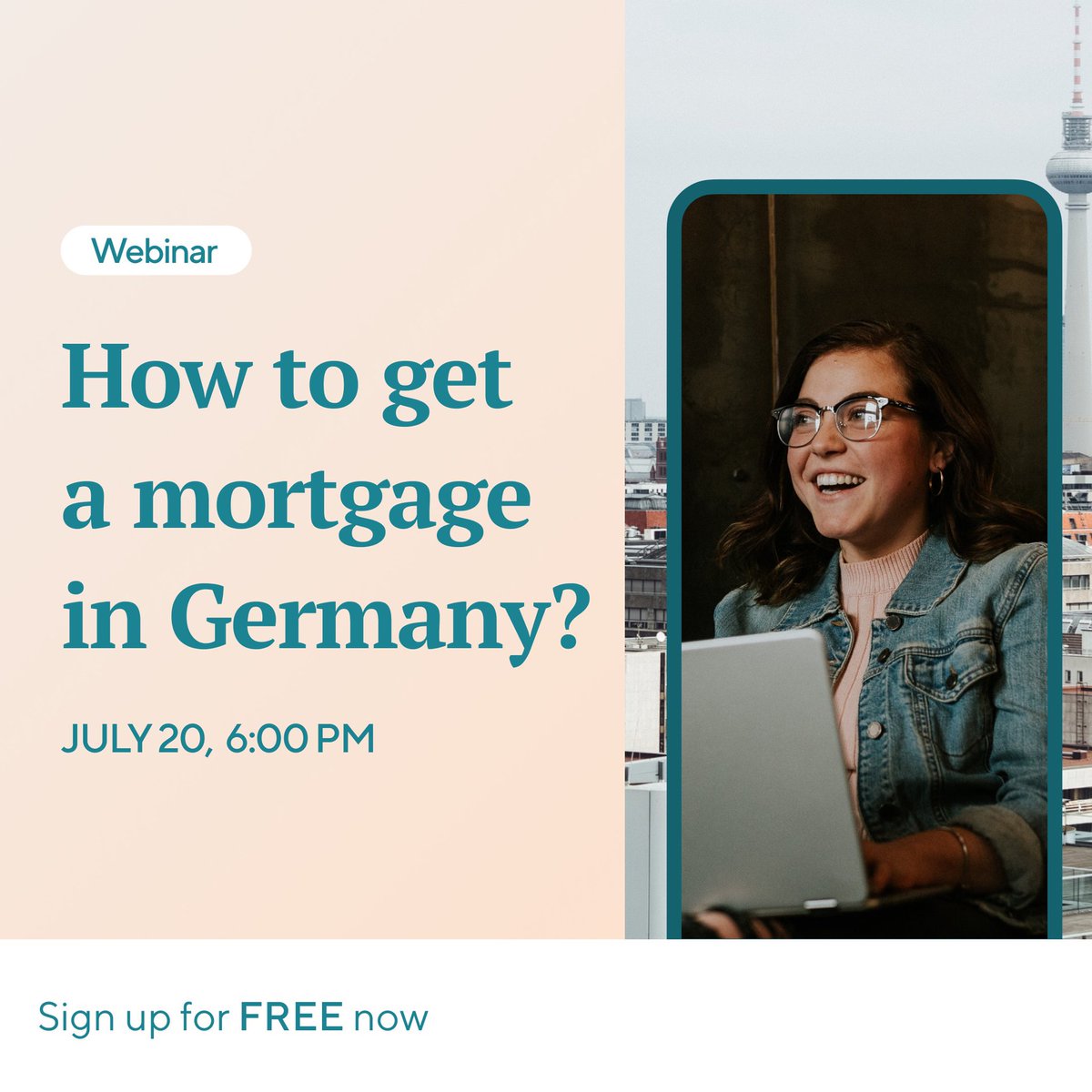 HypoFriendDE's tweet photo. Does the whole German homebuying process feel overwhelming? Don’t worry, we’re here to get you sorted. Join our free webinar "How to get a mortgage" in Germany on Wednesday, July 20, 2022, 6 p.m.

https://t.co/mDpHMAiwgr

#hypofriend #mortgagetips #freewebinar https://t.co/PPCCyko3AX