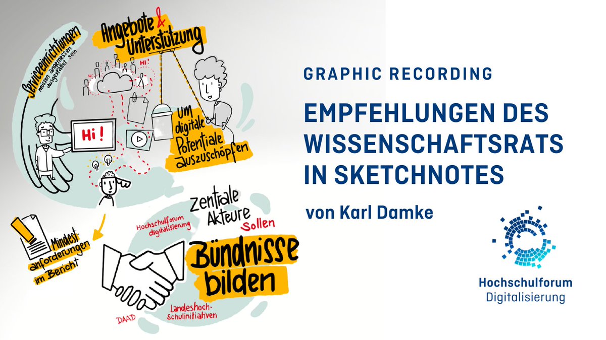 Die gestern vom <a href="/WissRat/">Wissenschaftsrat</a> vorgestellten Empfehlungen zur Digitalisierung in Lehre und Studium hat <a href="/karlcdamke/">Karl Damke</a> für uns in Sketchnotes auf den Punkt gebracht. 

Wir sind gespannt: Was denkt die Community?

hochschulforumdigitalisierung.de/de/blog/empfeh…

#DigitalTurn