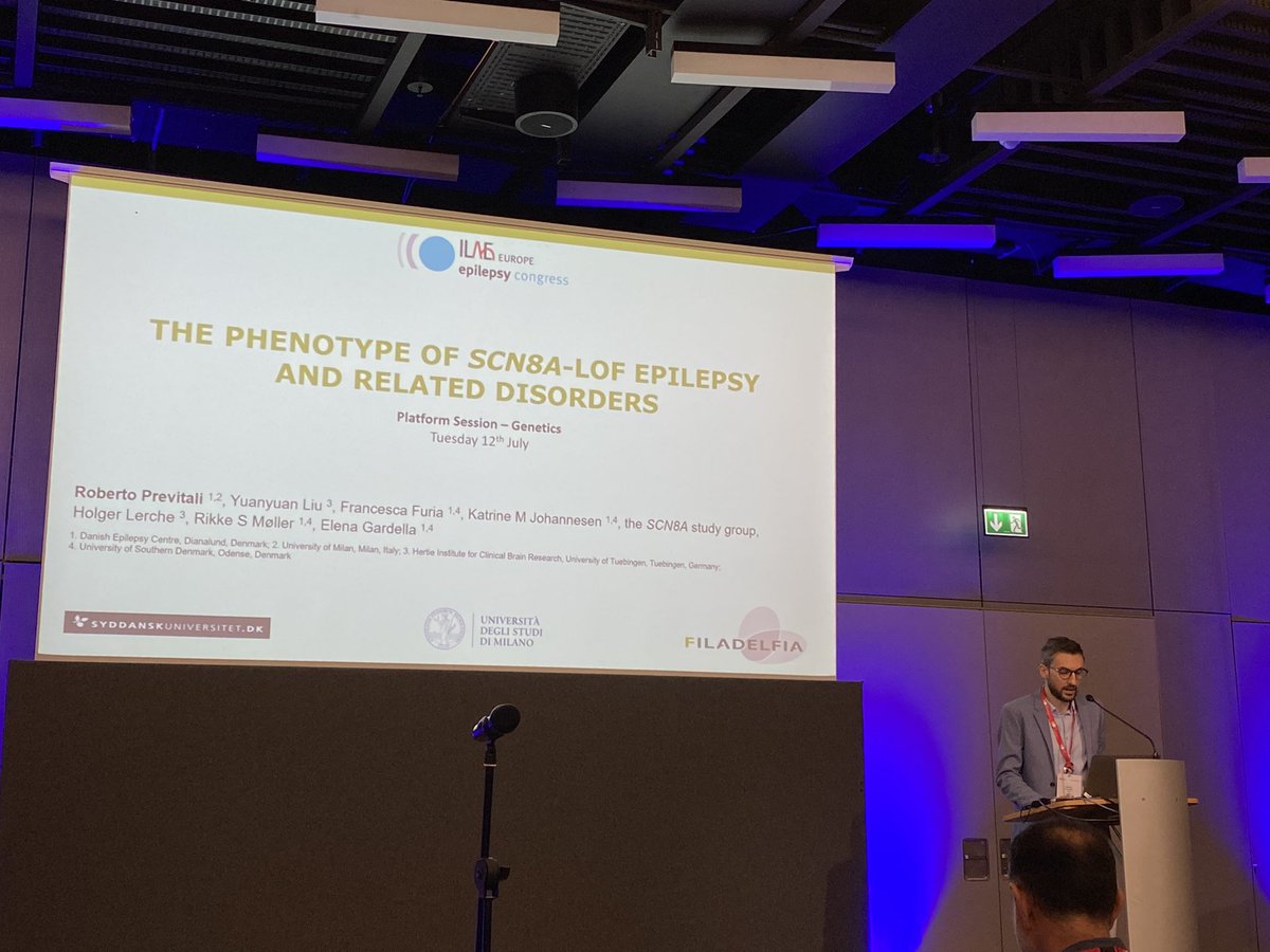 AledoNeuro's tweet photo. @NeuRoberto_ Previtali presenting data on how #SCN8A-related disorders can be loss of function as well, and phenotype is quite different but in some cases there are overlaps‼️
This is highly relevant for #PrecisionMedicine 🧬
Congrats all the research group! #eec2022 @IlaeWeb https://t.co/rRQO2liQ58