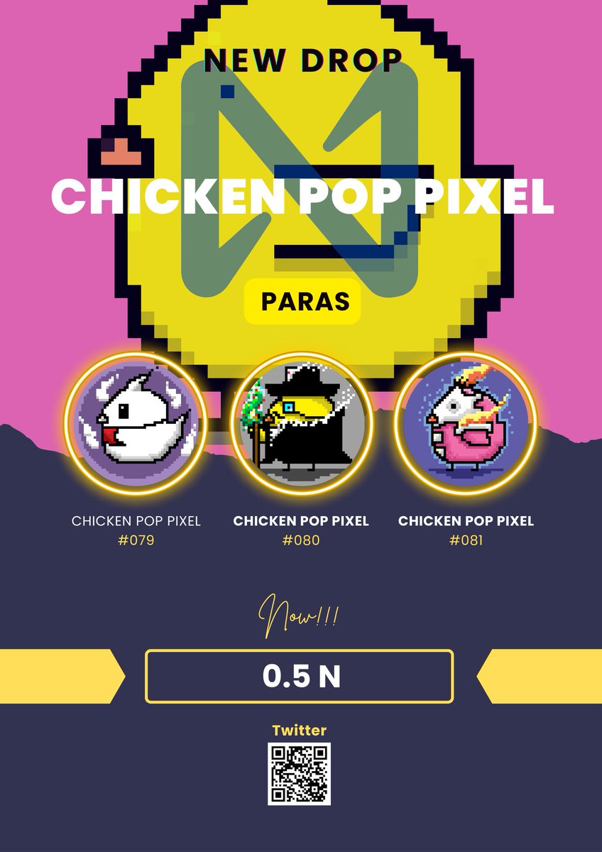Chicken Pop Pixel
New drop
paras.id/collection/chi…
#NFTCommunity 
#NFTdrop 
#NFTcollections 
#NFTs 
#NFTshill