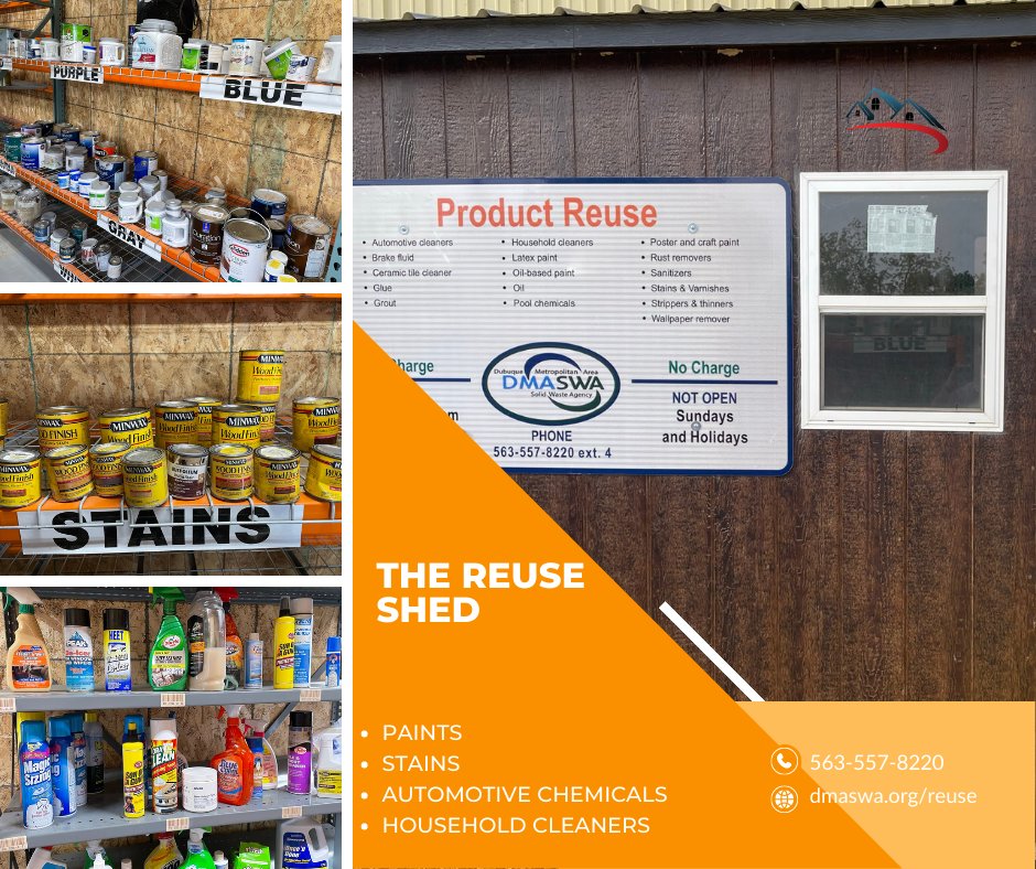Did you know that the Reuse Shed, located behind the RCC building at the Landfill, has paints, stains, cleaning products and automotive products available at no cost? Simply stop out Wednesday-Saturday during normal business hours (7:30am-3:30pm). #Reuse
