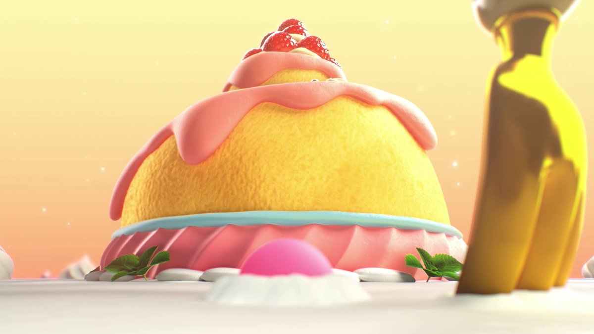 NintendoItalia's tweet photo. Grazie al potere della Forchetta onirica, che lo ha fatto rimpicciolire, Kirby potrà finalmente realizzare il suo sogno di mangiarsi una torta alta come una montagna! #KirbysDreamBuffet https://t.co/5FqWkxqPfc