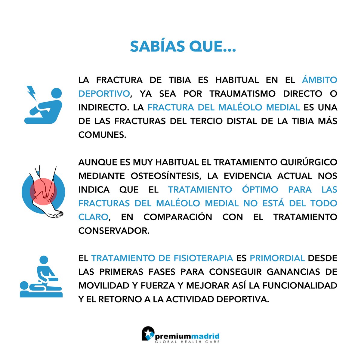 premiumhs_'s tweet photo. ¡Nuevo en nuestro blog! La 𝗳𝗿𝗮𝗰𝘁𝘂𝗿𝗮 𝗱𝗲 𝘁𝗶𝗯𝗶𝗮 es una lesión que suele darse en el mundo del deporte, ya sea por traumatismo directo o indirecto.
¿Cómo debe enfocarse el proceso de rehabilitación?
https://t.co/QLfuxS07Bg
#fracturadetibia #fracturatibia #tibia https://t.co/QnyAhuGlJr