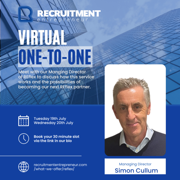 Do you want to know more about what Recruitment Entrepreneur's REflex offering entails? You have the opportunity for a virtual one-to-one with our Managing Director of REflex, Simon Cullum.  Follow the link below to book - bit.ly/3uIcqBL tinyurl.com/2br2xdpg