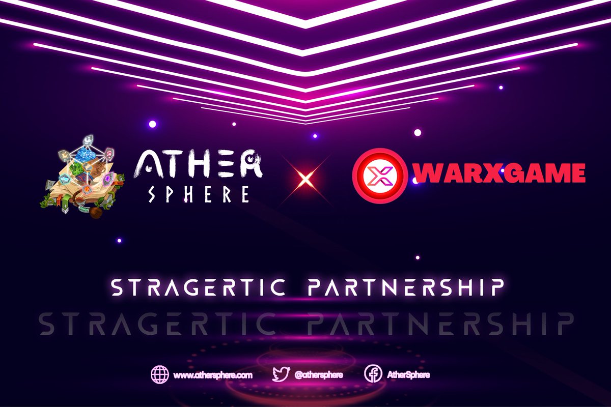 <a href="/AtherSphere/">Ather Sphere</a> is excited to welcome @WarXgame onto Cross-Partnership!

WarX Game is a PVP game where players with good strategies and high levels of characters and guns wins.

🚀We look forward to a fruitful partnership ! 

#Metaverse #Athersphere #WarXgame