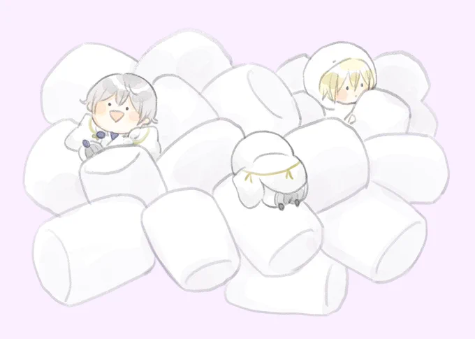 マシュマロに紛れ込むましゅまろ男士 