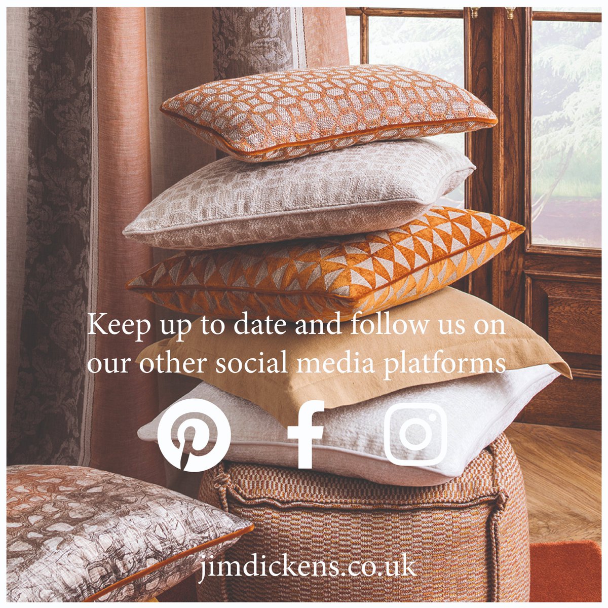 Keep up to date with the latest collections and news by following Jim Dickens on our other social media platforms.
 
Pinterest:  pinterest.co.uk/JimDickens_ 
Facebook: facebook.com/jimdickensfabr… 
Instagram:  instagram.com/jimdickensengl…