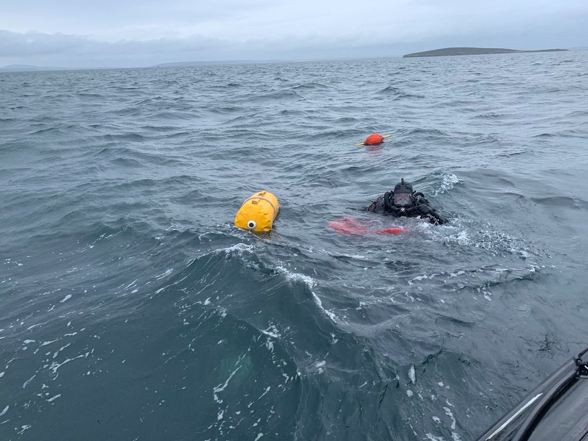 RNinScotland's tweet image. .@RoyalNavy bomb disposal experts from Charlie Squadron of the Diving &amp;amp; Threat Exploitation Group were in #Orkney at the weekend to dispose of an historic torpedo at #ScapaFlow. A tricky task in some challenging conditions!