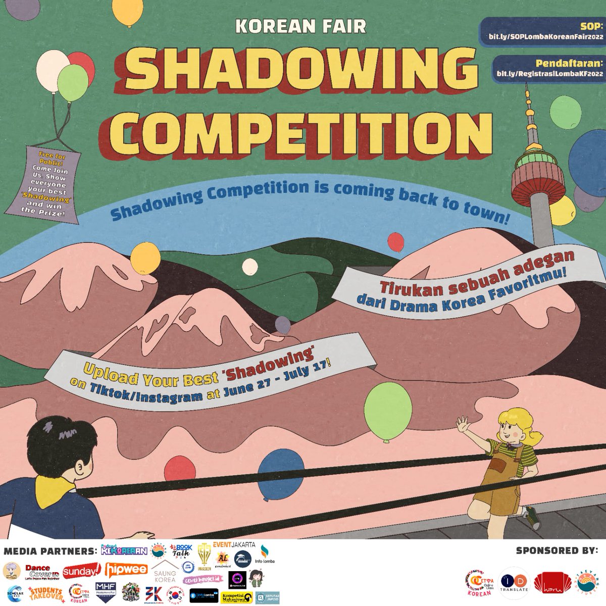 arealombaid's tweet photo. [LOMBA SHADOWING KOREAN FAIR 2022]

Dapatkan hadiah uang tunai, sertifikat, serta novel Korea dalam bahasa Indonesia yang menarik! Kunjungi media sosial Korean Fair!
IG: @koreanfair
Twitter: @koreanfair
TikTok: @koreanfair https://t.co/ILc3RrAh3i