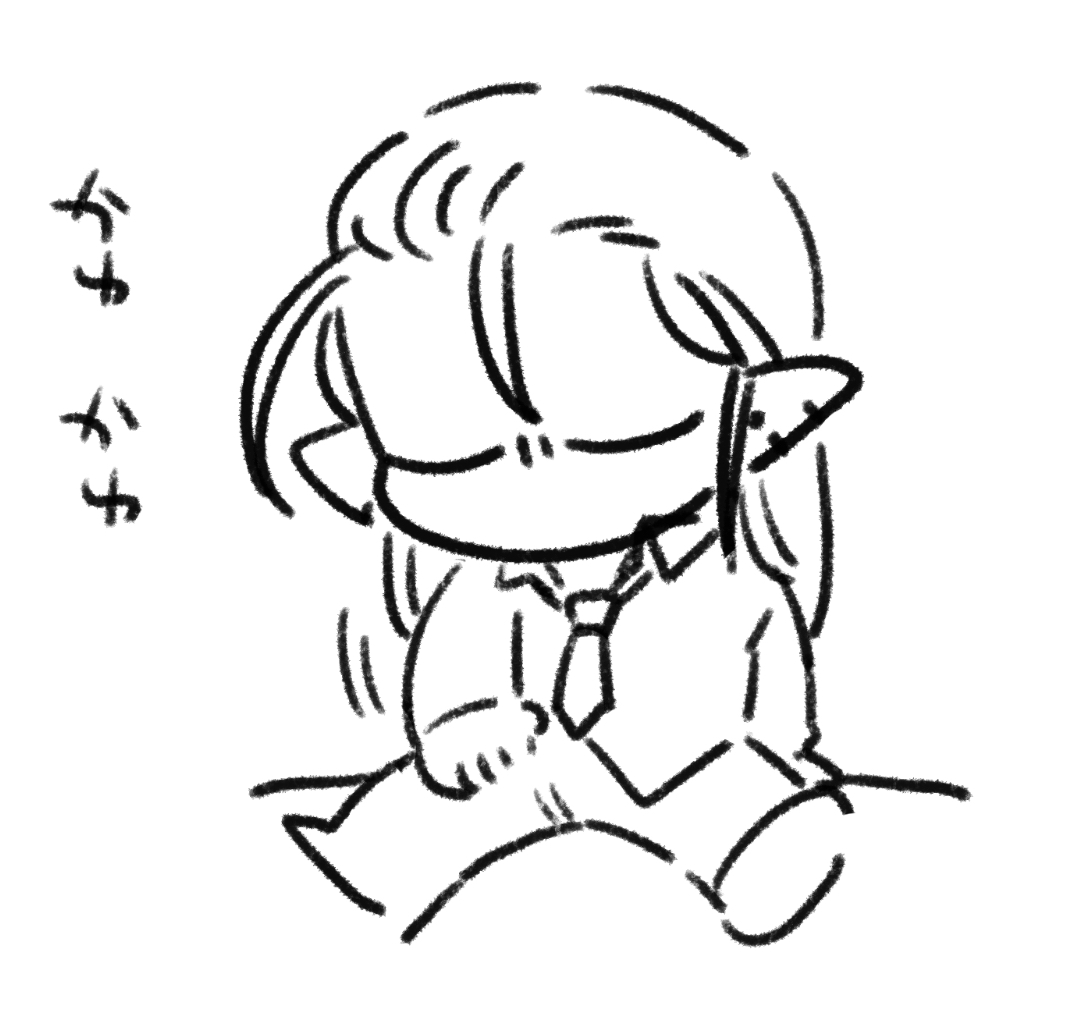 パジャマ殿は殴る構えをとってる。あべくんは股間を掻いている。 
