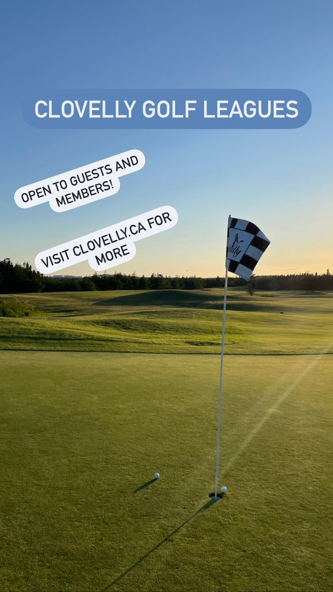 ⛳️CLOVELLY GOLF LEAGUES!⛳️

Ladies League runs every Wednesday until September 7th!

Men’s League runs every Thursday until September 8th!

For more information and to register, visit:  Clovelly.ca