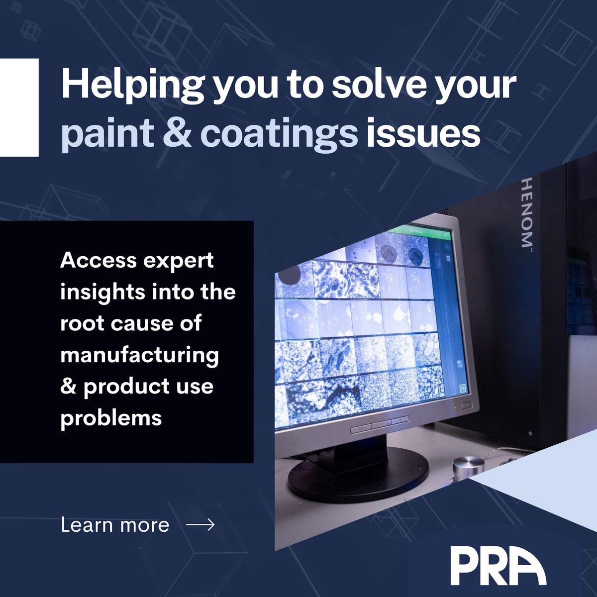 We offer a suite of paint analysis services to help establish the reasons behind problems in manufacturing and product use, through insightful data from our technical experts.

Learn about our Independent Testing services within our UKAS accredited lab: pra-world.com/independent-te…