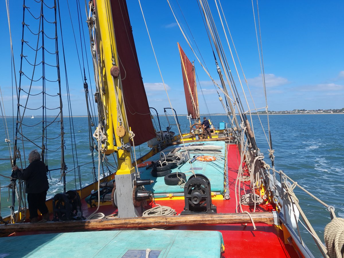 Beat the heat and go sailing! ☀️
Enjoy this lovely shot of Thames sailing barge Blue Mermaid enjoying a summer sail off the coast of Essex, and stay cool! 😎<a href="/SeaChangeTrust/">SeaChangeSailTrust</a> <a href="/UKSailTraining/">UK Sail Training</a> <a href="/NatHistShips/">National Historic Ships UK</a>  #heatwave2022 <a href="/EssexWeather/">Essex Weather Centre</a>