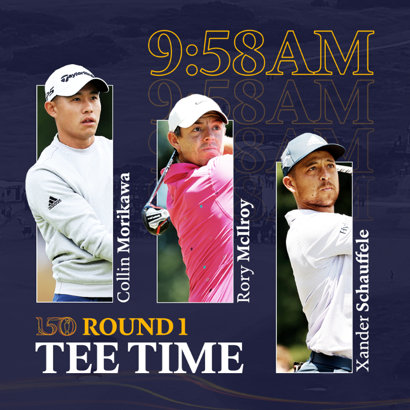 TheOpen's tweet photo. 🚨 Tee times are in 🚨

Check out the full draw for Thursday and Friday 👉 https://t.co/wOgJInIVNj

#The150thOpen