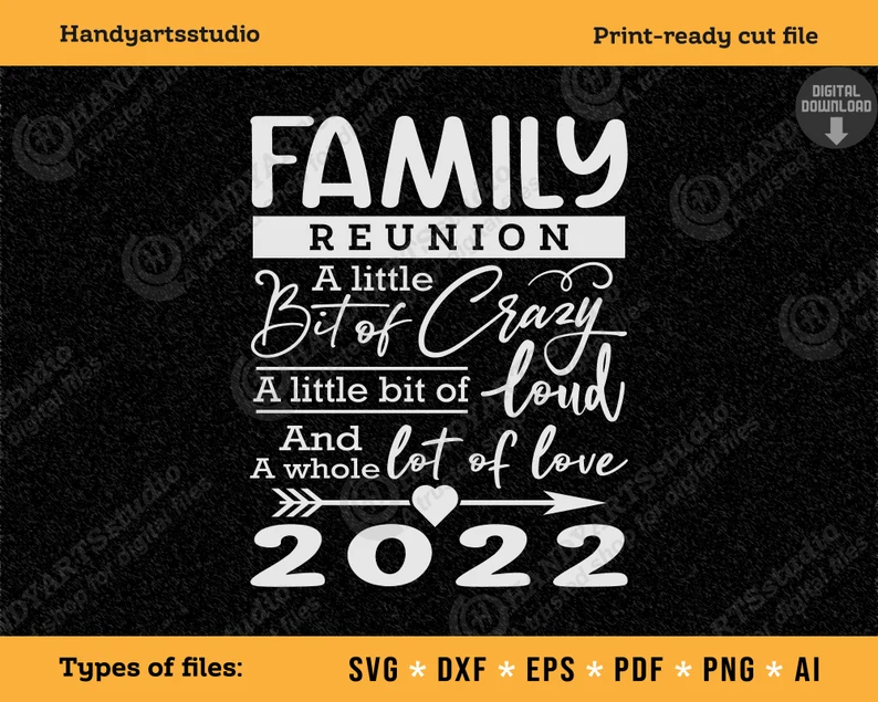 handyartsstudio's tweet photo. Family reunion 2022 #SVG #cutfile available on #handyartsstudio is a #Cricut and #silhouette compatible #instant #download #item. Shop this to print on #tshirts #mugs #pillow #decals, and many other gift items.
✅ https://t.co/F5Ih38y3B9 https://t.co/LbbWd9BFOA