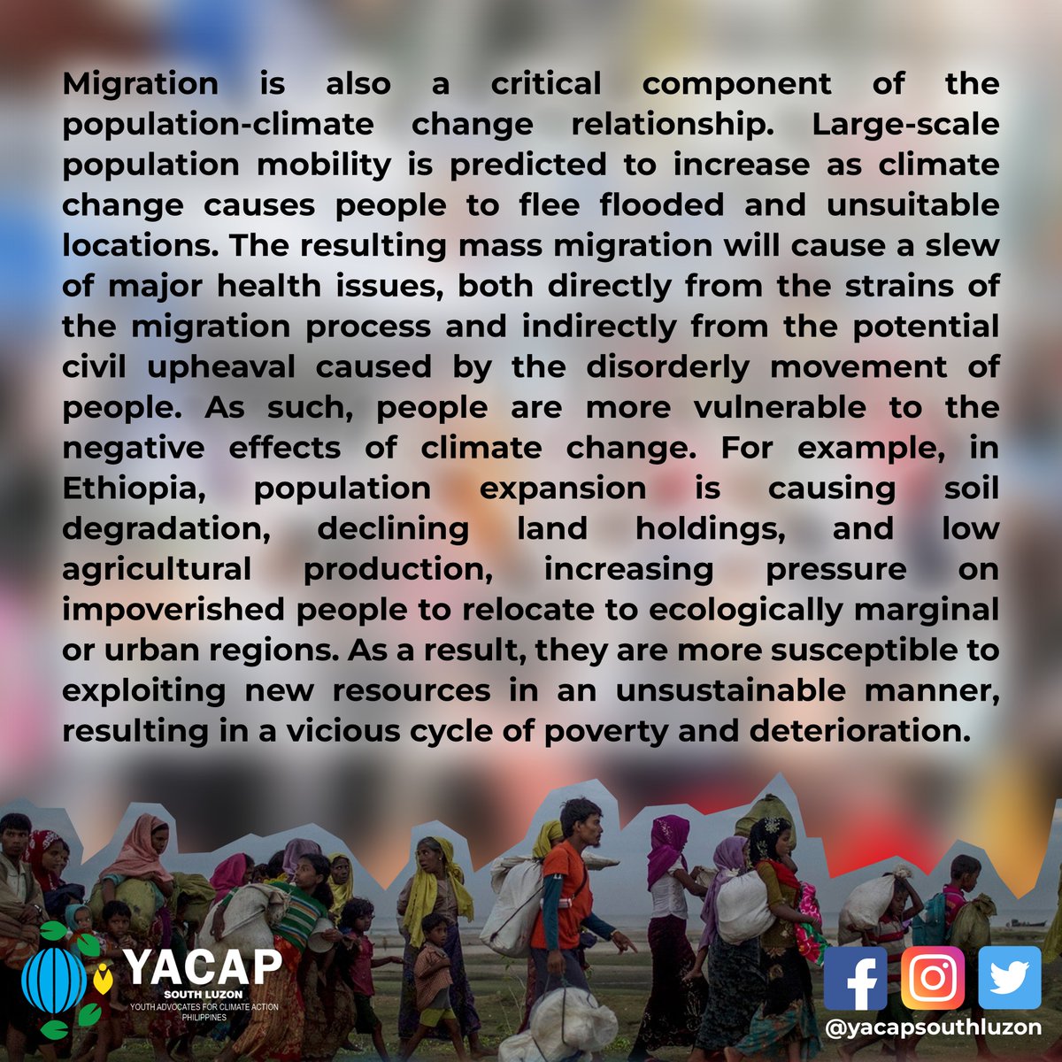 yacapsouthluzon's tweet photo. Hi mga taga-South Luzon! 🌱

Yesterday (June 11) was World Population Day! 👩👨✊

World population day is celebrated to raise awareness about the negative impacts of the growing population on society. 

Read more to know how population affects the Climate 😱🌏 https://t.co/tKsbLveSfY