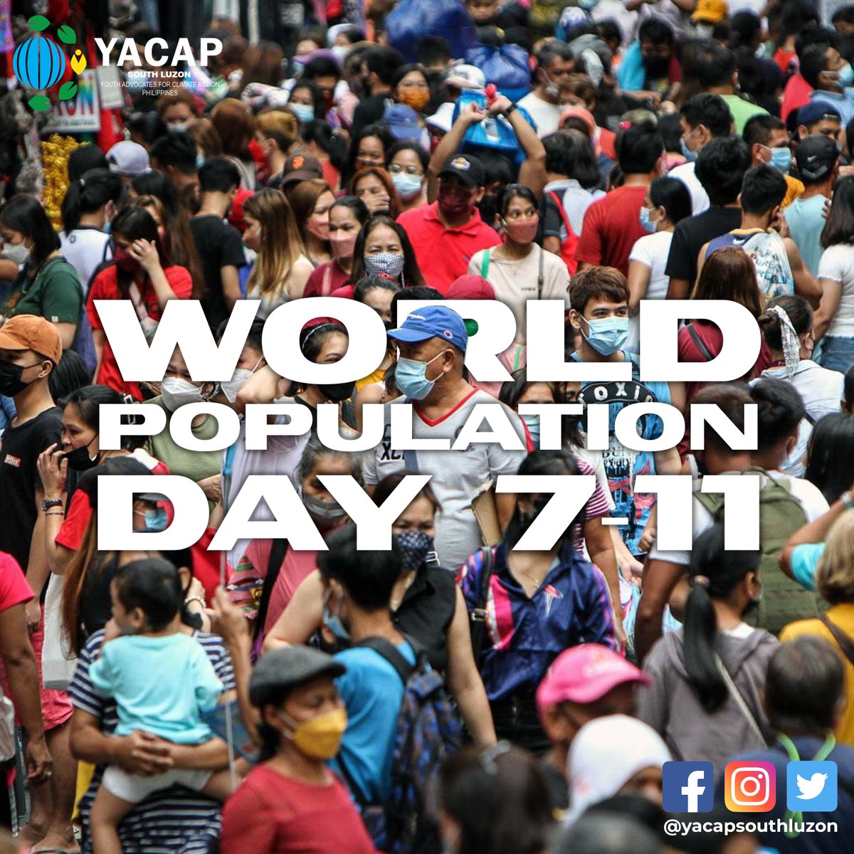 yacapsouthluzon's tweet photo. Hi mga taga-South Luzon! 🌱

Yesterday (June 11) was World Population Day! 👩👨✊

World population day is celebrated to raise awareness about the negative impacts of the growing population on society. 

Read more to know how population affects the Climate 😱🌏 https://t.co/tKsbLveSfY