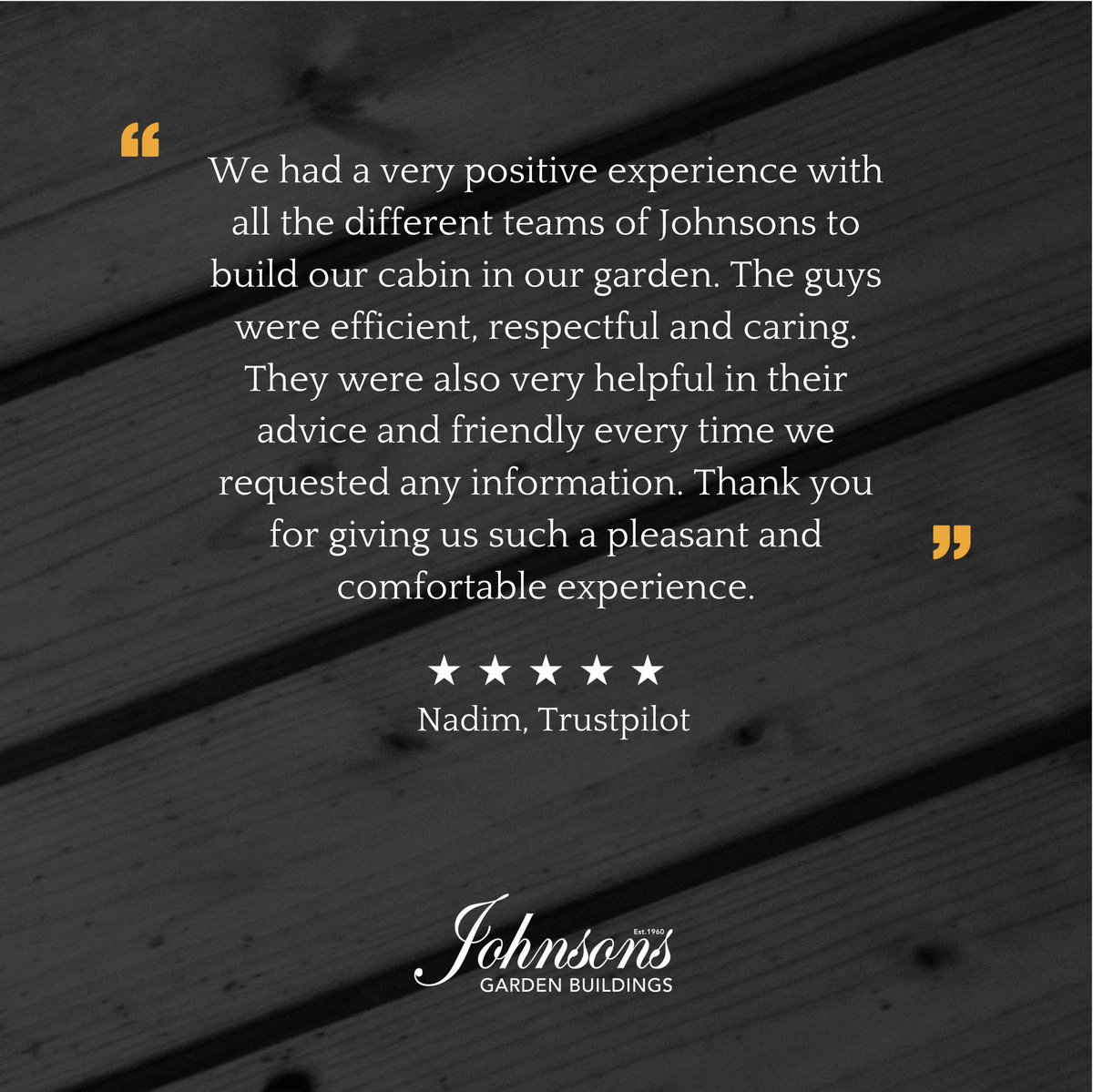 Thank you for your review Nadim 🧡

We love helping our customers turn their dream garden room into a reality!

Speak to one of our experts at your local display village to find out what we can offer you ⬇️

johnsonsgardenbuildings.co.uk/find-local-dis…

#gardenideas #summerhouse #homeinspo