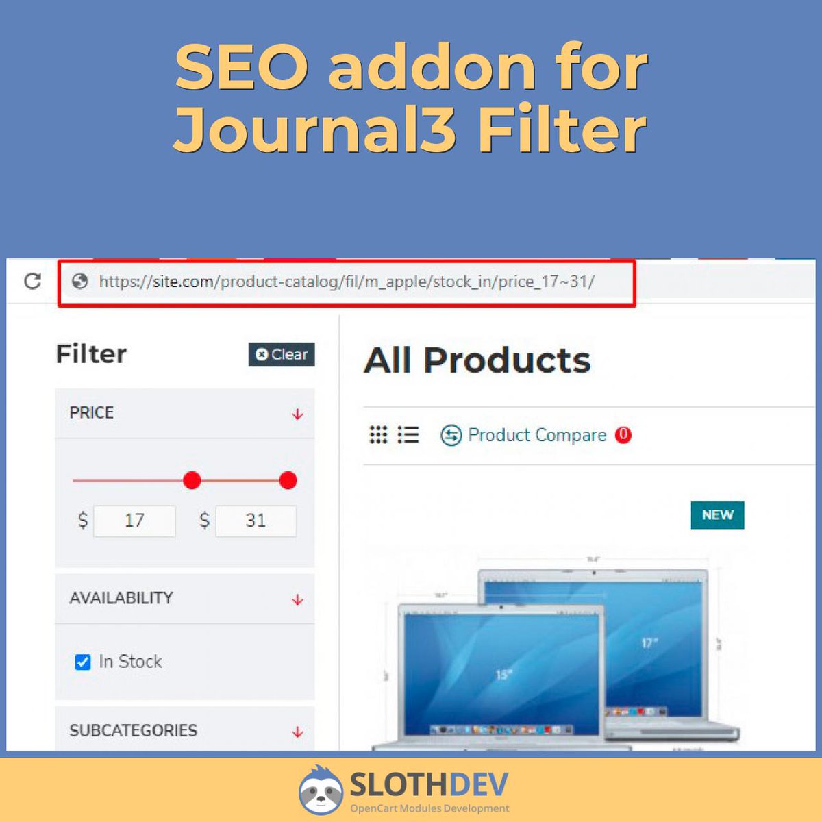 slothdevcom's tweet image. Make #Journal3 Filter SEO friendly using the #SEO addon. 
Landing pages, short urls, canonical, breadcrumbs, auto-generated SEO slugs and other features. Learn more here: sloth-dev.com/opencart-modul…
#opencart #webdeveloper #HTML #css #programming #Webdesign