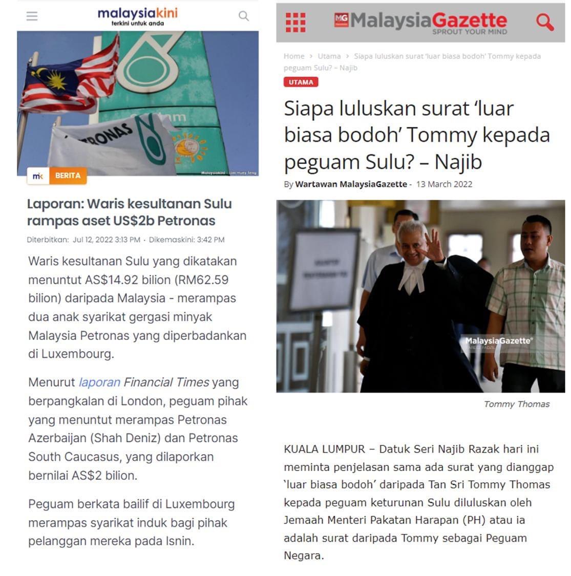 harishamzah's tweet photo. Surat yang telah menyebabkan aset Petronas bernilai UNITED STATES DOLLAR 2 BILLION (USD2,000,000,000) di Luxembourg DIRAMPAS oleh pewaris Sulu. 

Bila kerajaan nak angkut Mahathir, Tommy Thomas &amp; sekutu ke mahkamah kerana mengkhianat negara? https://t.co/1kMAZOCPxL