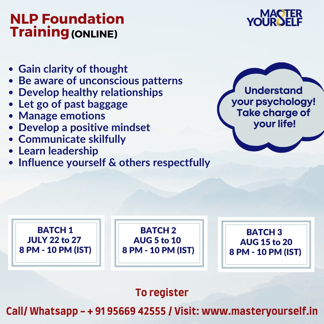 NLPMasterUrself's tweet photo. #nlp #neurolinguisticprogramming #Psychology #lifecoach #mentorship #executive #Communication #confidence #emotions #depression #stressrelief #goals #leadership #personalitydevelopment https://t.co/sawS4XYbtp