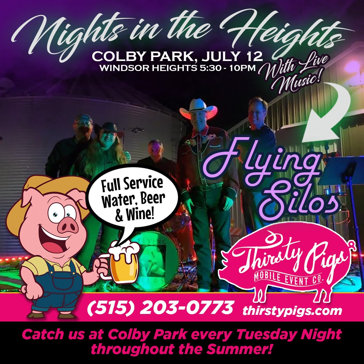 ThirstyPigs's tweet photo. Who’s excited for #nightsintheheights tonight at #colbypark in #windsorheights #livemusic #foodtrucks #nightout #iowafun #thirstypigs #thirstypigseverywhere #weareinthehappybusiness https://t.co/sZBfGMcLfz