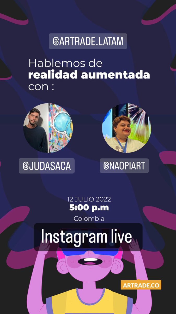judasaca_art's tweet photo. GM! 🚨🚨🚨

Hoy estaré con mi gran amiga @naopiart hablando sobre Realidad Aumentada junto con @artradeco 

INSTAGRAM live 5:00 PM Colombia

Nos vemos! 🤳👾 https://t.co/5W4v51akbH