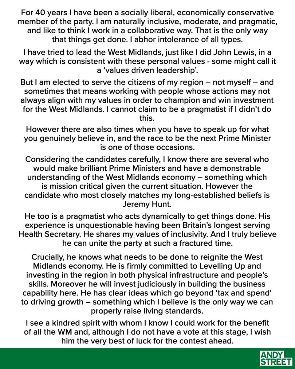andy4wm's tweet photo. As much as I am a pragmatist, there are times when you have to speak up for what you genuinely believe in. The contest to become the next Prime Minister is one of those occasions👇🏻 https://t.co/RMQTvOxLLf