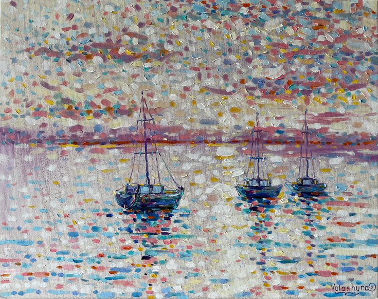 Colored boats by Mary Voloshyna #oil #painting #art artfinder.com/product/colore… <a href="/artfinder/">Artfinder</a>