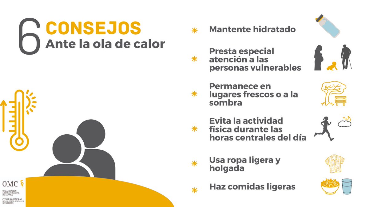 OMC_Esp's tweet photo. Recomendaciones del CGCOM ante la #OlaDeCalor ☀️🌡️ https://t.co/D8gGKe3LiU