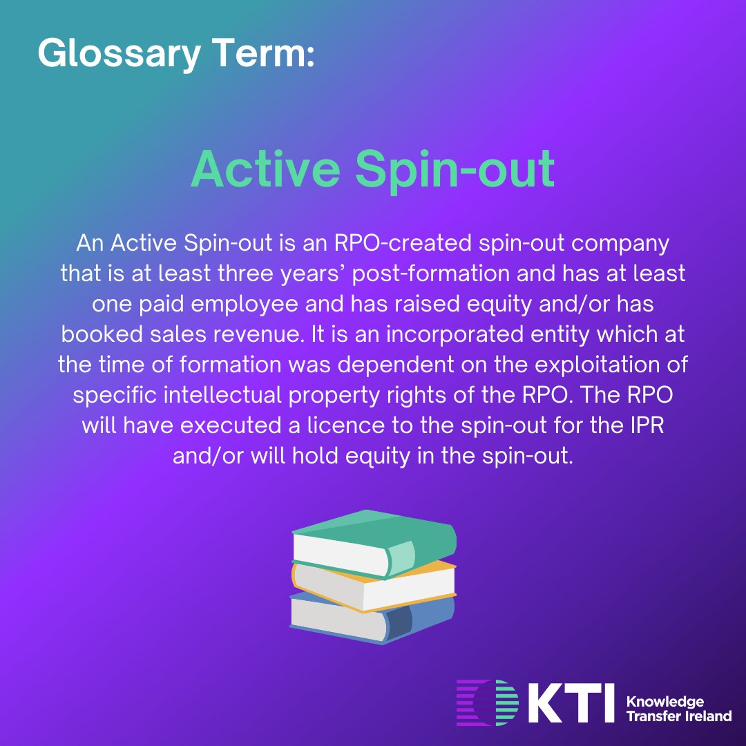 KTIconnect's tweet image. Do you know what an ‘Active Spin-out’ is?  Visit @KTIConnect website where you&apos;ll find a glossary of terms to help you better understand the knowledge transfer community.  

Learn more: bit.ly/3ygi2FO

#SpinOut #KnowledgeTransfer #GlossaryTerm