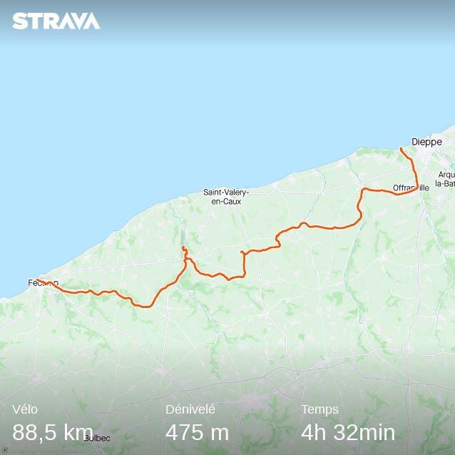 BiclouLoulou's tweet photo. Hier, je suis partie de Fécamp de bonne heure pour suivre la Véloroute du Lin 🌾☀️ 

Note à moi-même : vérifier la direction du vent avant de partir, si possible ... #VentDeFace https://t.co/StljaleYLE