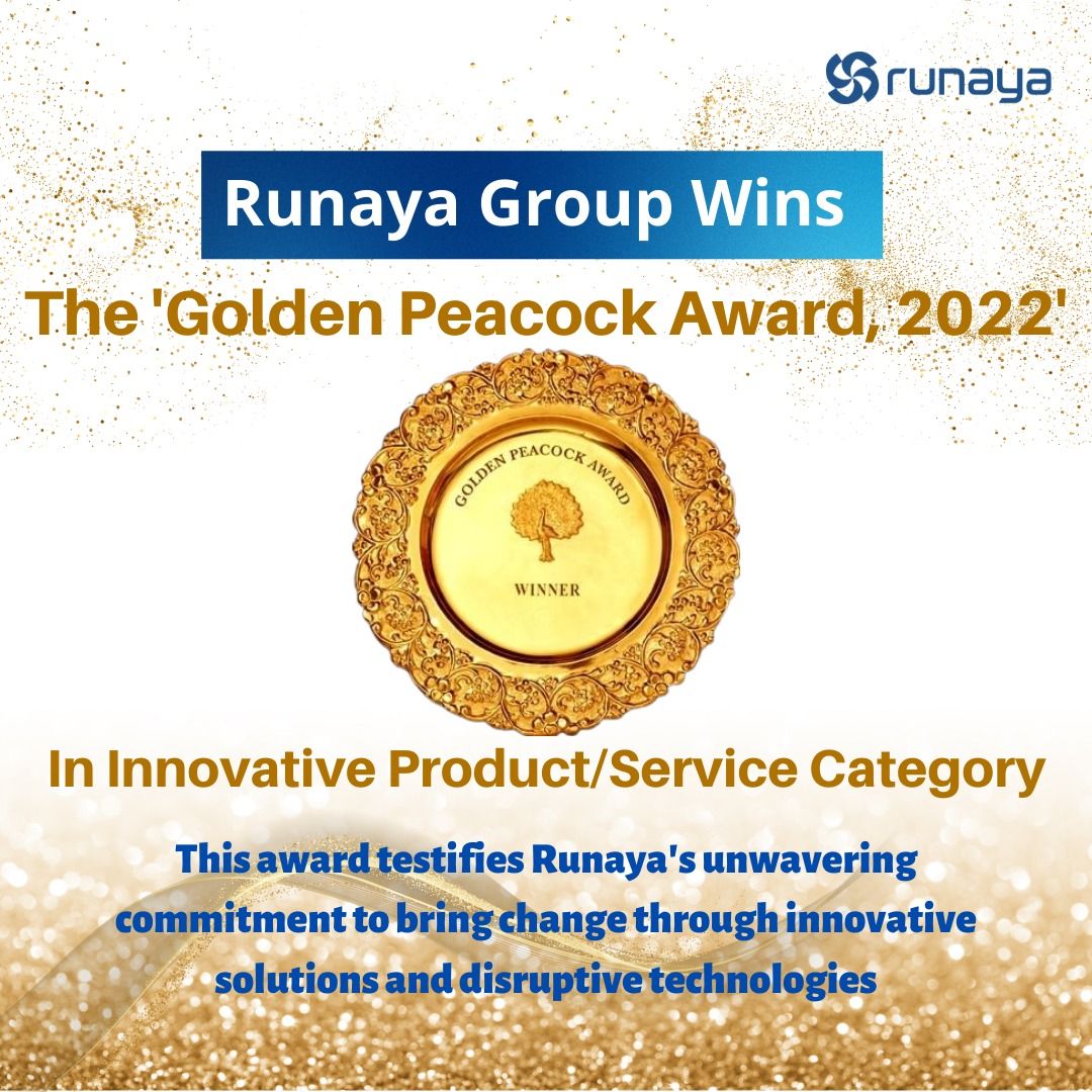 NavinAgarwal_V's tweet photo. The path to success has always been lit by the flame of innovation. Kudos to the tireless team at #Runaya for this newest achievement – their commitment to providing innovative solutions while leveraging best-in-class technology deserves such recognition. #GoldenPeacockAwards https://t.co/IWtpfSsjB7