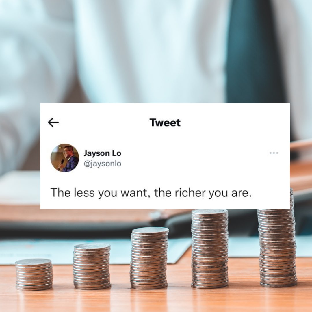 jaysonlo's tweet photo. The best financial advice I would always give is to learn "contentment." True happiness lies in not what you have, but what you appreciate.

Listen to my guesting at QLO's podcast - "QLO Time Qs - Qs on Money Behaviors" here: https://t.co/pOYNBjQYmz

#YOUniqueThoughts https://t.co/vhq3YIEloM