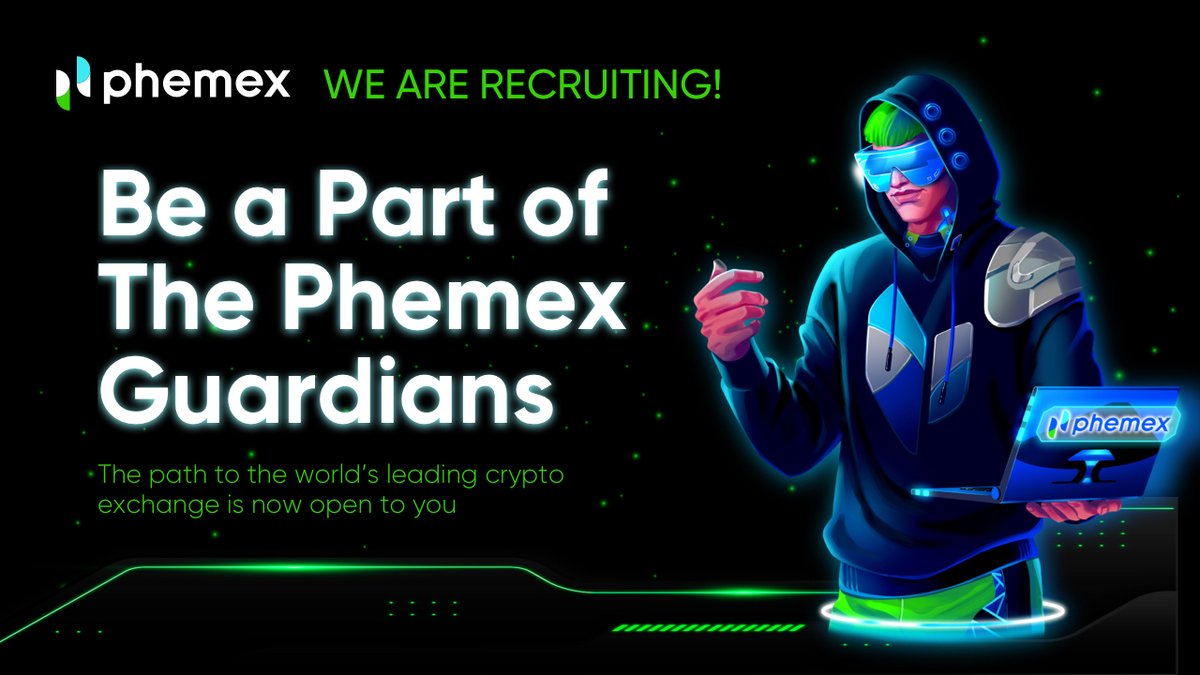 Phemex_official's tweet photo. #Phemex wants YOU! Do you have what it takes to be a Phemex Guardian? Join us today and get loads of special benefits 🌟 

More details 🔽 
https://t.co/1q4OQlHAfI

#phemexguardians #phemexcommunity #phemexvolunteers #cryptocurrency #cryptoexchange #phemex https://t.co/ZJPYe4B0d0