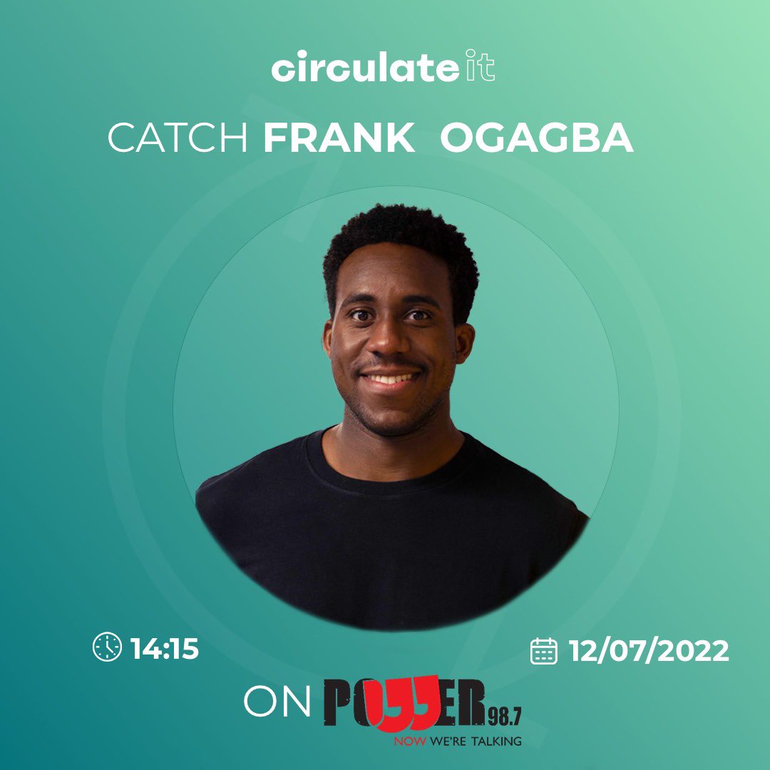 Circulate_It_'s tweet photo. Catch the founder of CirculateIt, Frank Ogagba live on @Powerfm987 at 14:15! #letstrade #letsbarter https://t.co/Bcd0OaLB4F