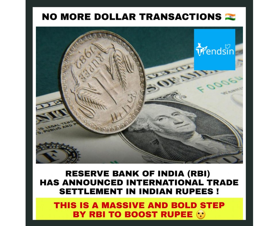 TrendsIn_India's tweet photo. Now All Export And Imports Will Be Done In Indian Rupee ๐ช๐ฎ๐ณ
#IndianRupee #Export #import
#trendsin #followforfollowback https://t.co/4zIX7YHKif