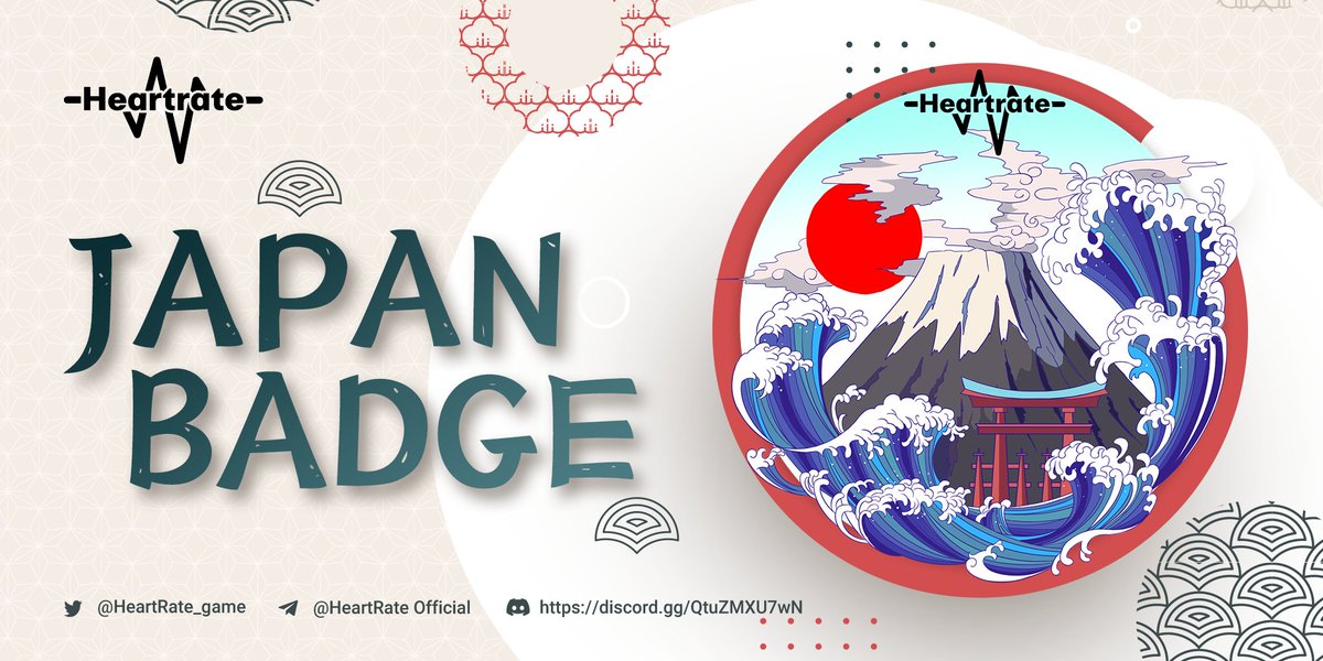 The 3rd badge of global collection is LIVE! This time we will make a trip to this amazing country🌸

🎁Japan OAT #NFT 🇯🇵
⏰12 PM UTC, July 12

To enter:
🌸Follow <a href="/HeartRate_game/">Roger</a>, RT &amp; Like
🌸Complete the tasks in the link:
🔗galaxy.eco/heartrate/camp…

#Giveaway #Airdrop