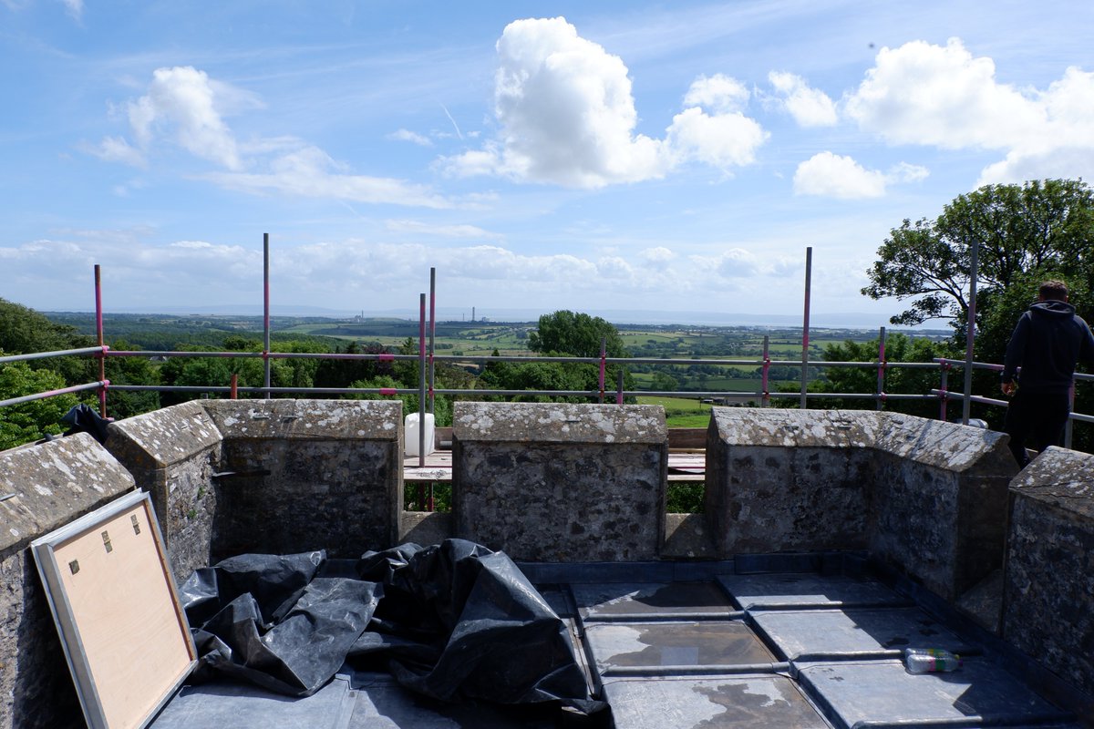 CaroePartners's tweet photo. Some photos taken during external stonework and tower roof repairs to St Hilary church, St Hilary, new guarding will be added to the parapets to protect the drop. #cowbridge https://t.co/sTif49pGdr