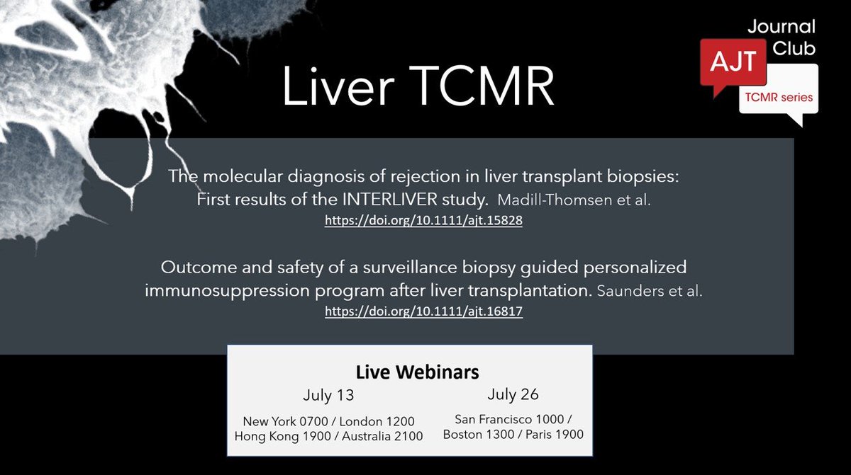 SandyFeng8's tweet photo. AJT TCMR Journal Club Mini-Series. 
#kidney TCMR in Spring🌷🌸 
NOW: #liver TCMR in Summer🌶️🔥♨️ 
Tomorrow 07/13/2022 and also 07/26/2022. 

Look fortward to #heart in Fall🍂 and #lung in Winter ❄️☃️ https://t.co/GKselZulbL